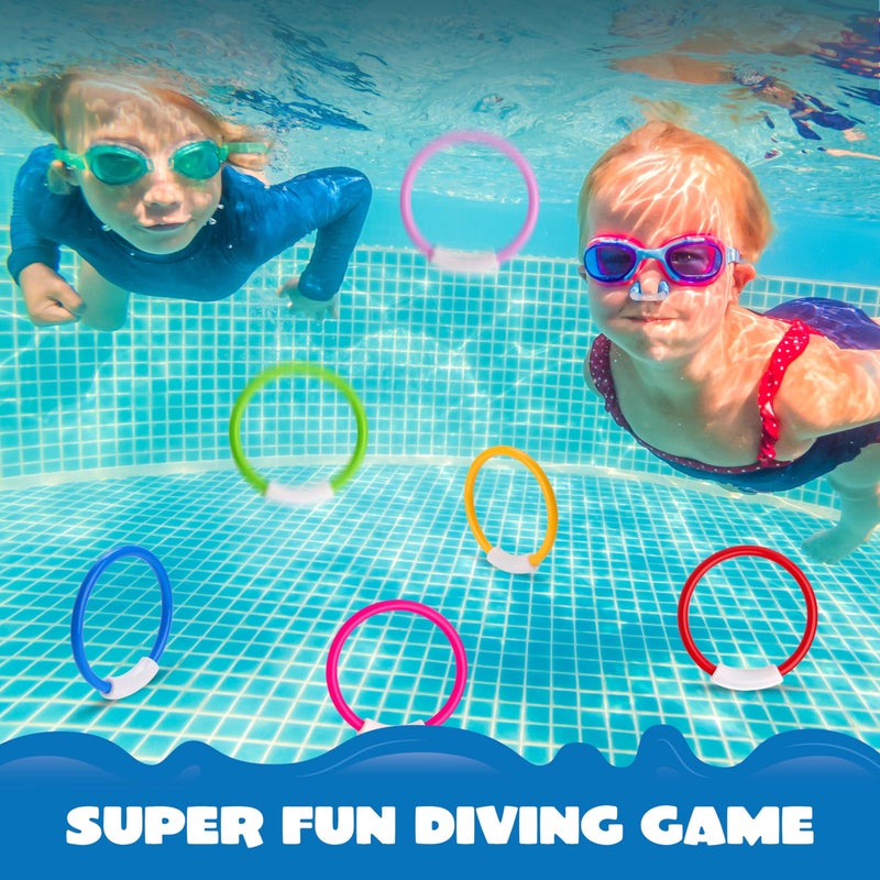 JOYIN Dive Rings Pool Toys, 8 Pcs Colorful Pool Rings for Kids, Underwater Training Swimming Diving Toy for Kids Gifts Summer Swim Water Fun Games - Image 5