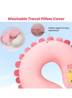 SYOSI SYOSI U-Shaped Memory Foam Travel Pillow, Neck Support Pillow, Comfortable Cartoon Neck Cushion for Traveling, Headrest Airplane Pillow for Adults, Kids (Pink)  - Image 5