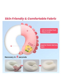 SYOSI SYOSI U-Shaped Memory Foam Travel Pillow, Neck Support Pillow, Comfortable Cartoon Neck Cushion for Traveling, Headrest Airplane Pillow for Adults, Kids (Pink)  - Image 2