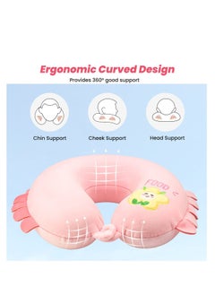 SYOSI SYOSI U-Shaped Memory Foam Travel Pillow, Neck Support Pillow, Comfortable Cartoon Neck Cushion for Traveling, Headrest Airplane Pillow for Adults, Kids (Pink)  - Image 3