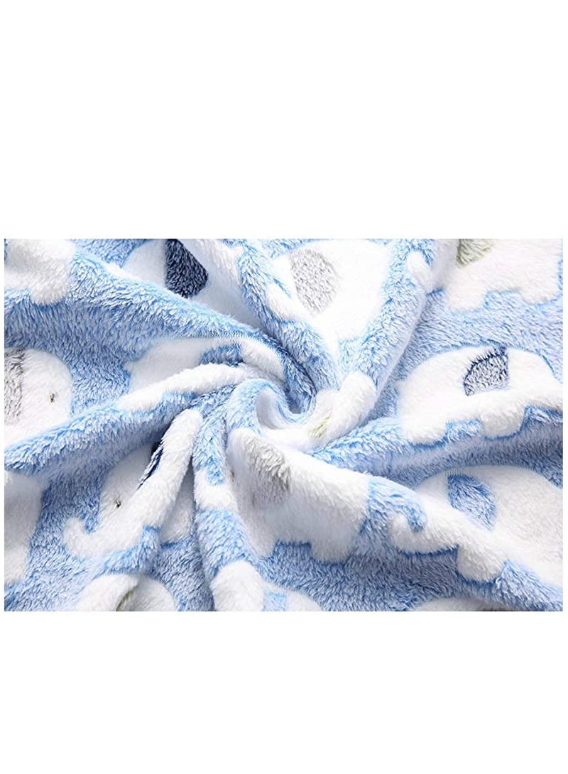 3 Pieces Blankets Super Soft Fluffy Premium Cute Elephant Pattern Pet Blanket Flannel Throw for Dog Puppy Cat - Image 4