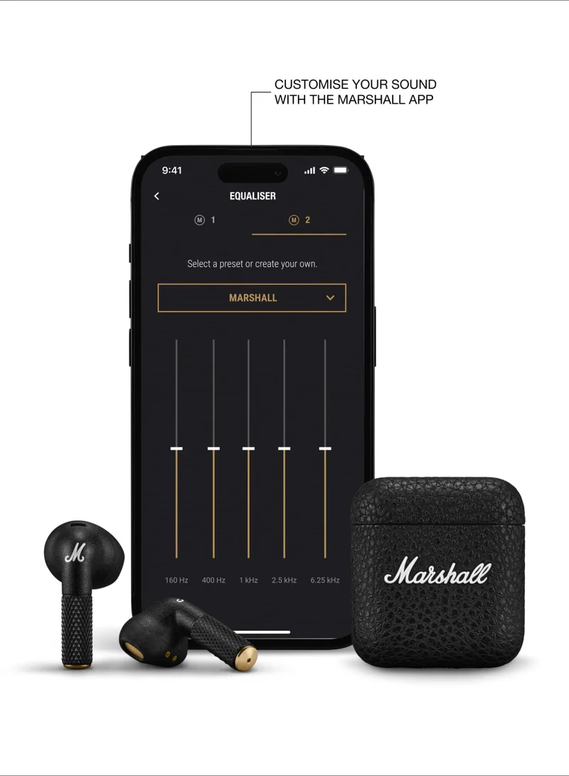 Marshall Minor IV Bluetooth Earphones - Water Resistant Earphones Bluetooth Wireless Earbuds With 30+ Hours Playtime - Black