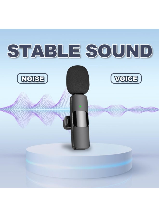 Wireless Lavalier Microphone, 2 Wireless Mics with Type-C & Lightning Adapter, Dual Noise Reduction Clip-on Mic for iPhone, Android, Video Recording, TikTok, Zoom, 2 Windshields - Image 5