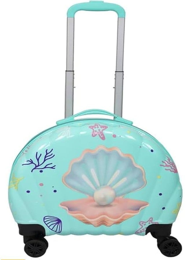 HARSEHAJ PRODUCTS Cute Shell Design Pearl Print Trolley Bag Suitcase for Children with Good Capacity with Roller Wheels-(Sea Green,pcs-1) - Image 1