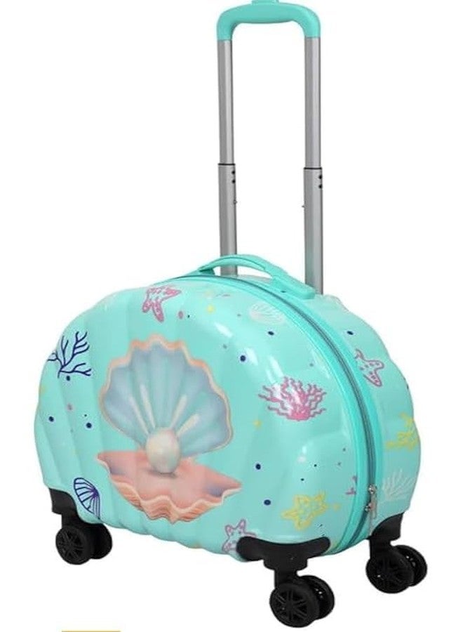 HARSEHAJ PRODUCTS Cute Shell Design Pearl Print Trolley Bag Suitcase for Children with Good Capacity with Roller Wheels-(Sea Green,pcs-1) - Image 3