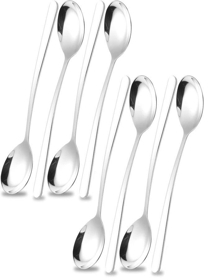 pepplo Soup Spoons 18/10 Stainless Steel Large and Heavy Duty Round Spoons Korean Spoons, Stainless Steel Asian Spoon, Dinner Spoons Round with Long Handle(Silver, Set of 8) - Image 1