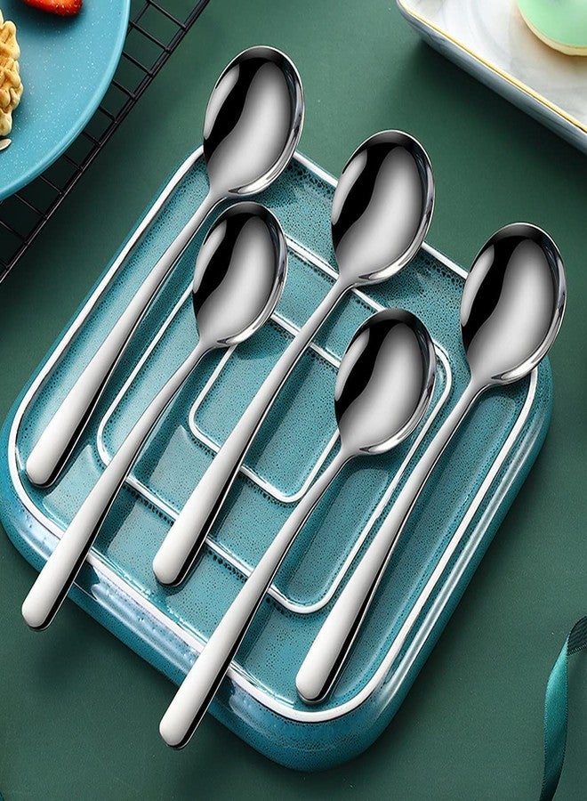 pepplo Soup Spoons 18/10 Stainless Steel Large and Heavy Duty Round Spoons Korean Spoons, Stainless Steel Asian Spoon, Dinner Spoons Round with Long Handle(Silver, Set of 8) - Image 4