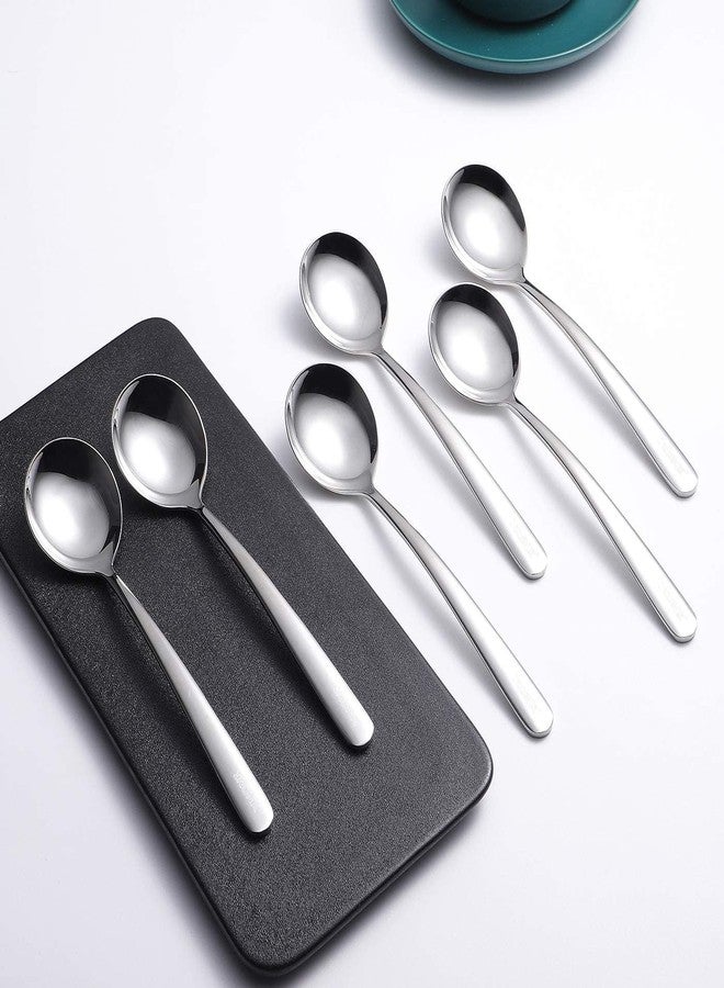 pepplo Soup Spoons 18/10 Stainless Steel Large and Heavy Duty Round Spoons Korean Spoons, Stainless Steel Asian Spoon, Dinner Spoons Round with Long Handle(Silver, Set of 8) - Image 5