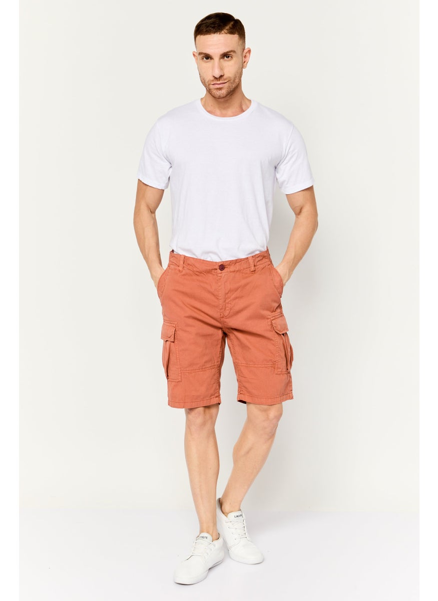 GAS Men Plain Cargo  Shorts, Rust  - Image 4