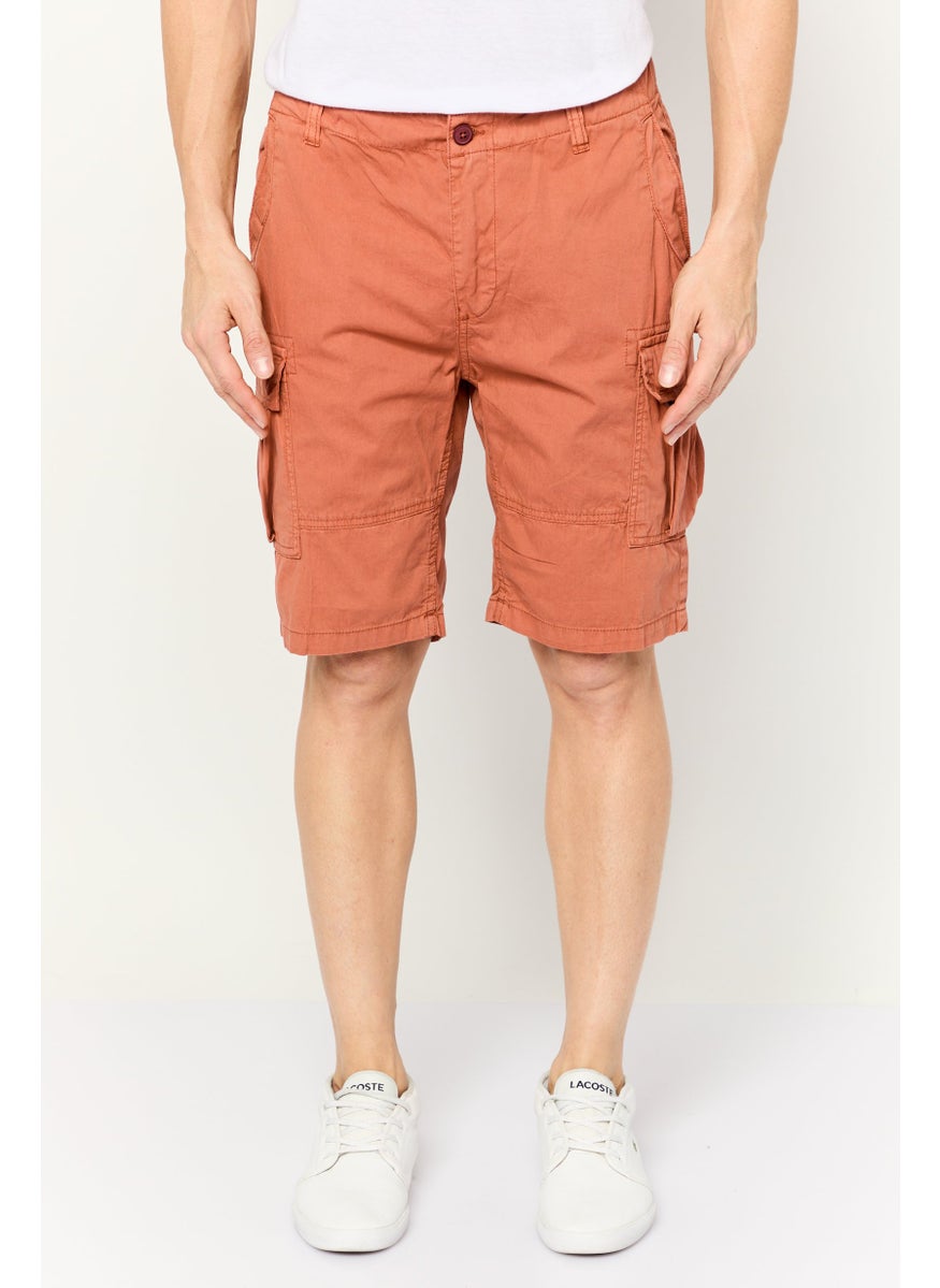 GAS Men Plain Cargo  Shorts, Rust  - Image 1