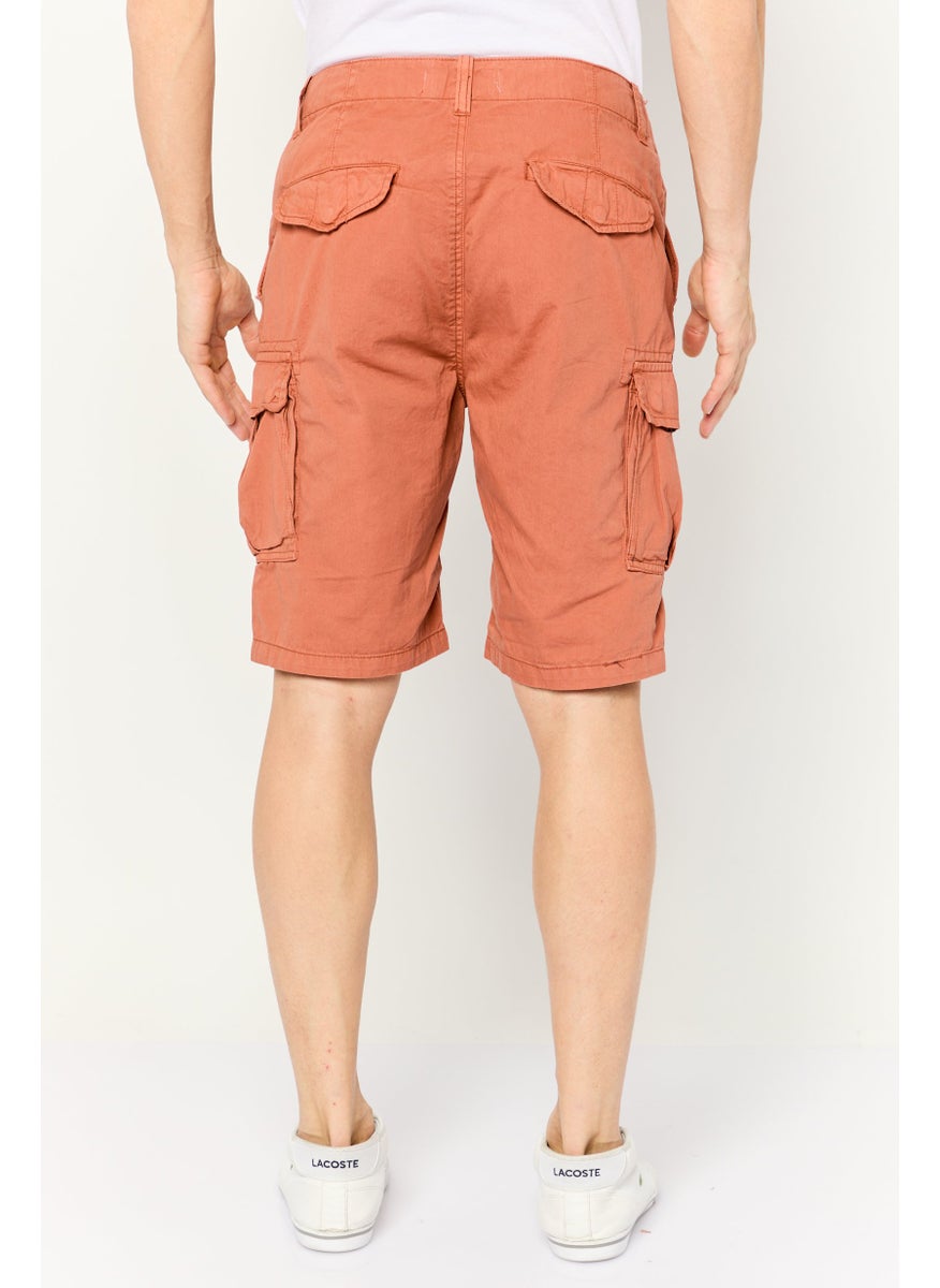GAS Men Plain Cargo  Shorts, Rust  - Image 3