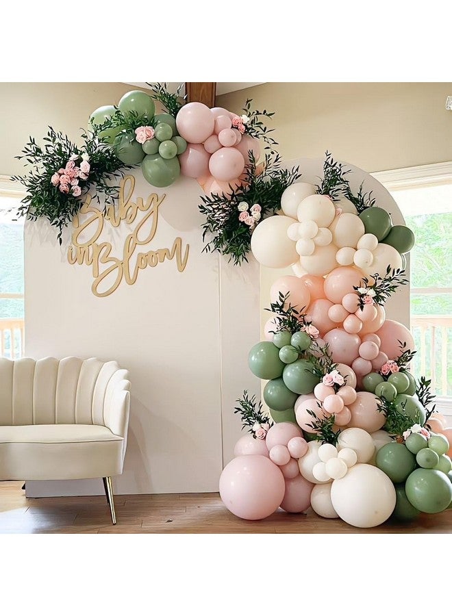 GIHOO Baby in Bloom Balloon Arch Kit 139pcs Pastel Sage Green and Pink Balloon Garland for Boho Baby Shower Birthday Party Decoration - Image 1
