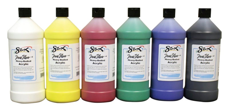 Sax Heavy Body Acrylic Paint for School and Arts and Crafts Use, Assorted Colors, Quarts, Set of 6 - Image 1