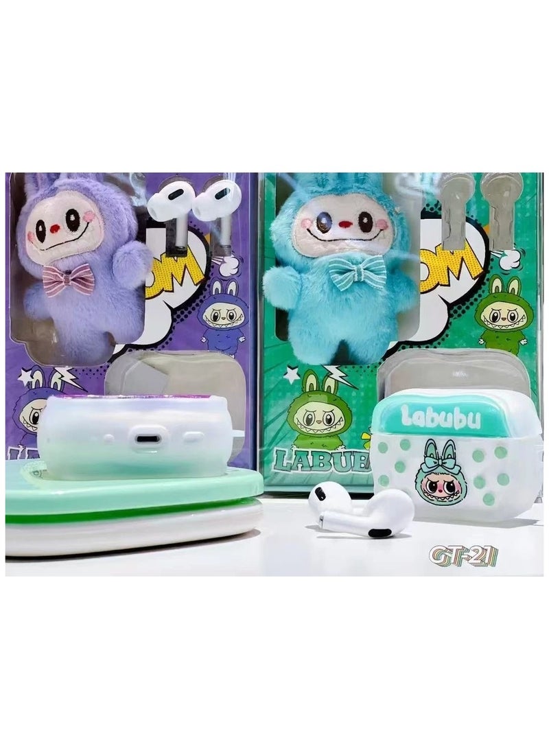 LABUBU GT-21 Wireless Bluetooth Headset with Labubu Pendant, Long Battery Life in-Ear Bluetooth Earphones Labubu Pendant Decoration with Mic. - Image 5