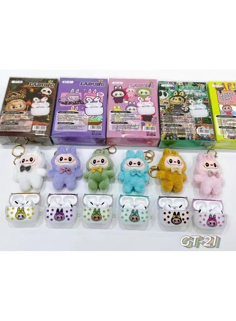 LABUBU GT-21 Wireless Bluetooth Headset with Labubu Pendant, Long Battery Life in-Ear Bluetooth Earphones Labubu Pendant Decoration with Mic. - Image 2