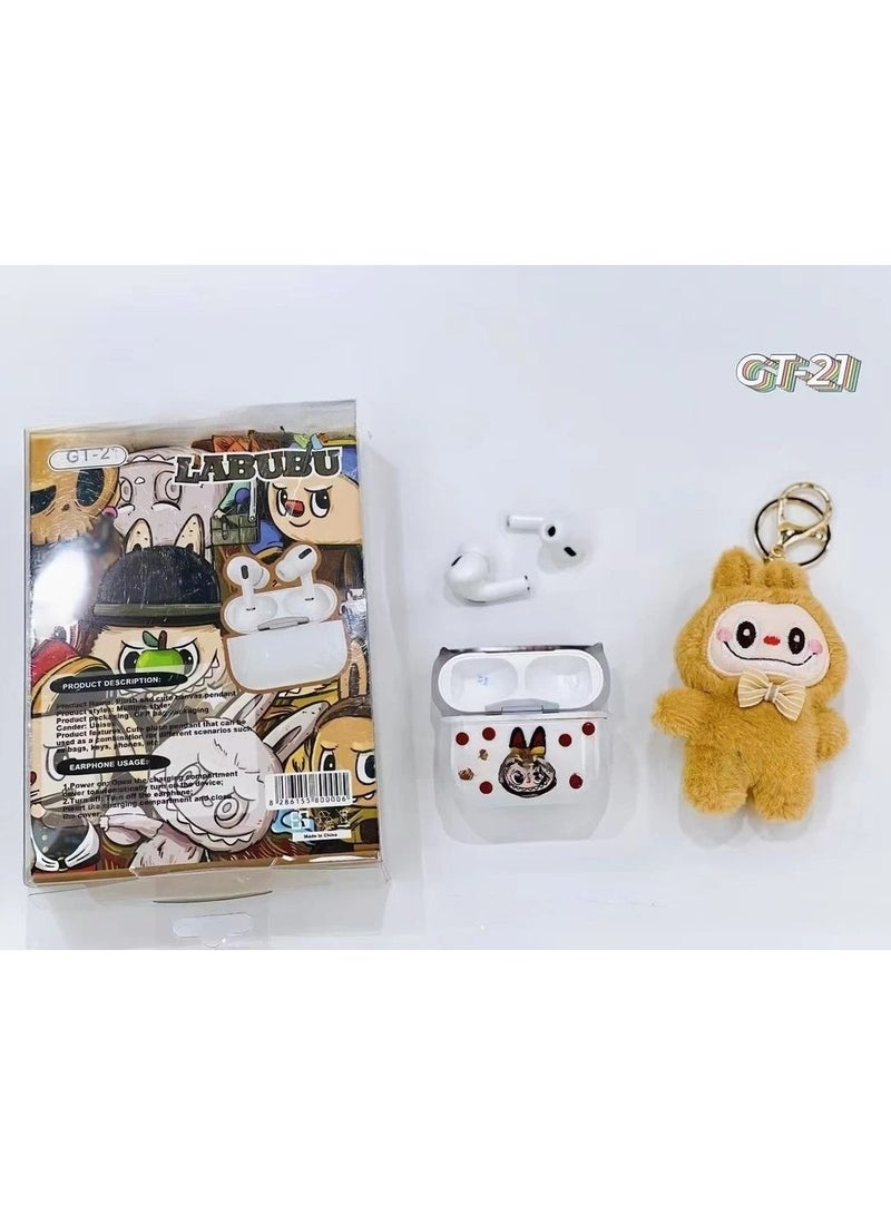 LABUBU GT-21 Wireless Bluetooth Headset with Labubu Pendant, Long Battery Life in-Ear Bluetooth Earphones Labubu Pendant Decoration with Mic. - Image 4