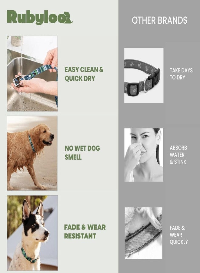rubyloo Waterproof Dog Collar for Rain, Snow or Swim – Quick-Dry, Stink-Proof & Dirt-Proof – Washable, Easy to Clean & Odorless – Soft & Durable– Rust-Proof Metal Buckle for Medium & Large Dogs - Teal-L 1" - Image 2