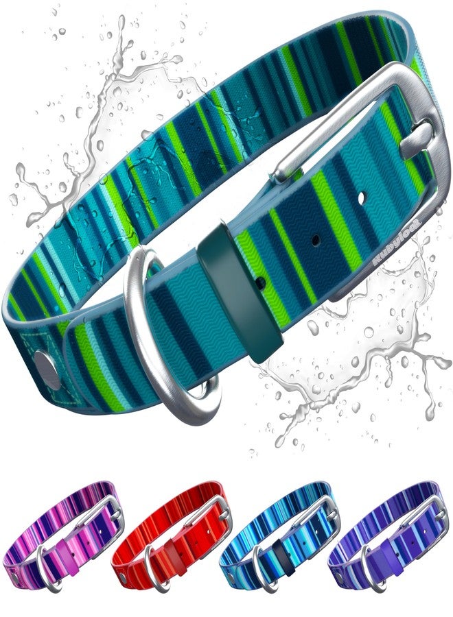 rubyloo Waterproof Dog Collar for Rain, Snow or Swim – Quick-Dry, Stink-Proof & Dirt-Proof – Washable, Easy to Clean & Odorless – Soft & Durable– Rust-Proof Metal Buckle for Medium & Large Dogs - Teal-L 1" - Image 1