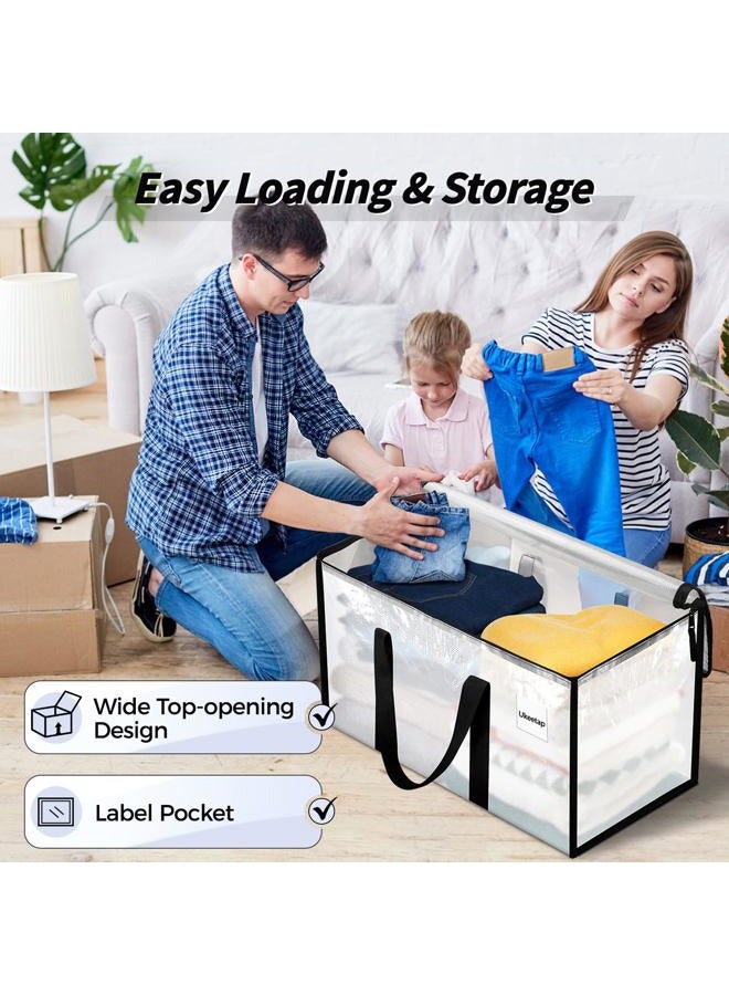 ukeetap 16 Pack Extra Large Heavy Duty Moving Bags, Clear Storage Bins with Lids, Reinforced Handles & Heavy-Duty Zippers Moving Boxes Storage Bags Totes for Clothes Packing, Dorms, College Supplies, Clear - Image 5