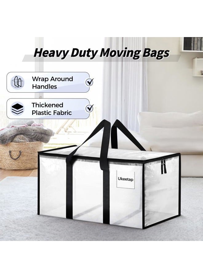 ukeetap 16 Pack Extra Large Heavy Duty Moving Bags, Clear Storage Bins with Lids, Reinforced Handles & Heavy-Duty Zippers Moving Boxes Storage Bags Totes for Clothes Packing, Dorms, College Supplies, Clear - Image 4