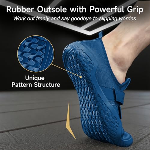 M MANUEKLEAR MANUEKLEAR Deadlift Shoes - Weight Lifting for Men Women - Weightlifting Squat Shoes Fitness Cross-Trainer Barefoot Gym Training Sneakers Sapphire Blue - Image 4