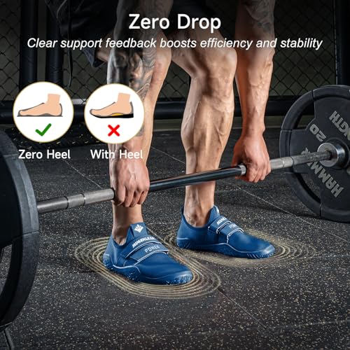 M MANUEKLEAR MANUEKLEAR Deadlift Shoes - Weight Lifting for Men Women - Weightlifting Squat Shoes Fitness Cross-Trainer Barefoot Gym Training Sneakers Sapphire Blue - Image 3