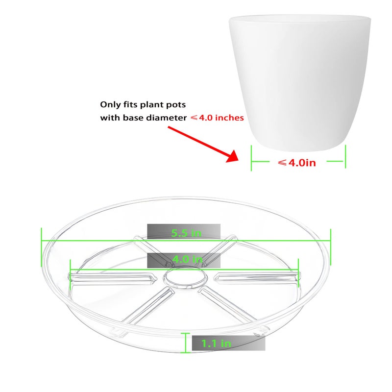 Mskiauo 4 Inch Plant Saucers  6 Pack Clear Plant Trays  Durable Round Plastic Flower Plant Water Drip Tray For Pots Planter  Heavy Duty Plant Dish Pant Plate To Catch Water For Indoor & Outdoor - Image 2