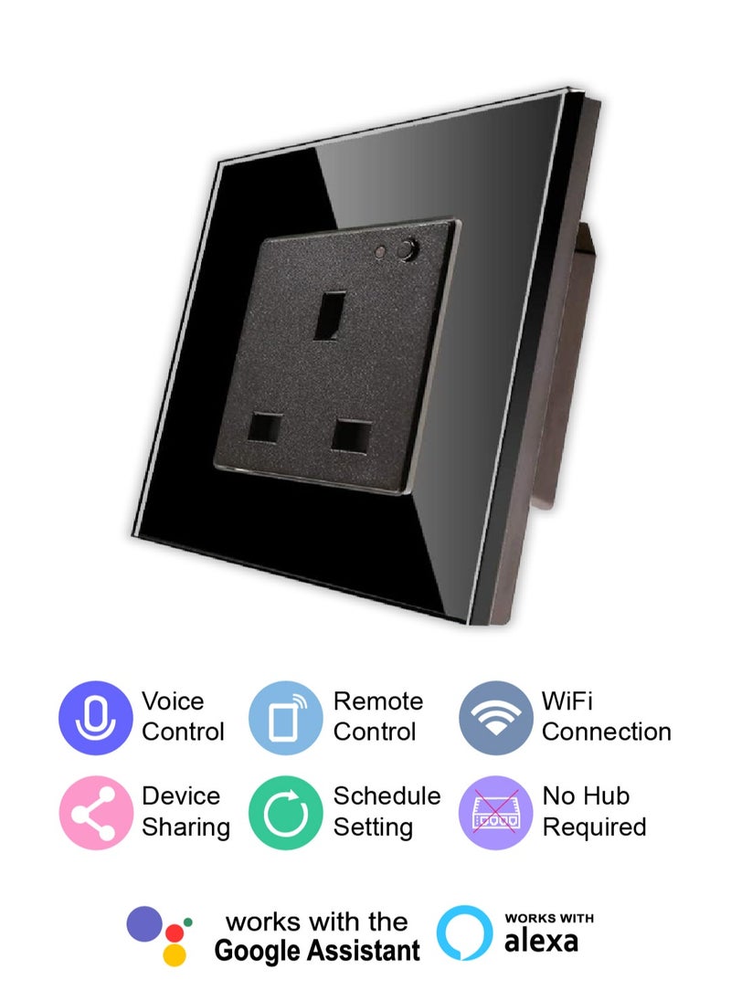 SASKA Saska Smart  WiFi Wall Socket Glass Panel Outlet Remotely Controlled Works with Alexa/Google Home  - Image 1