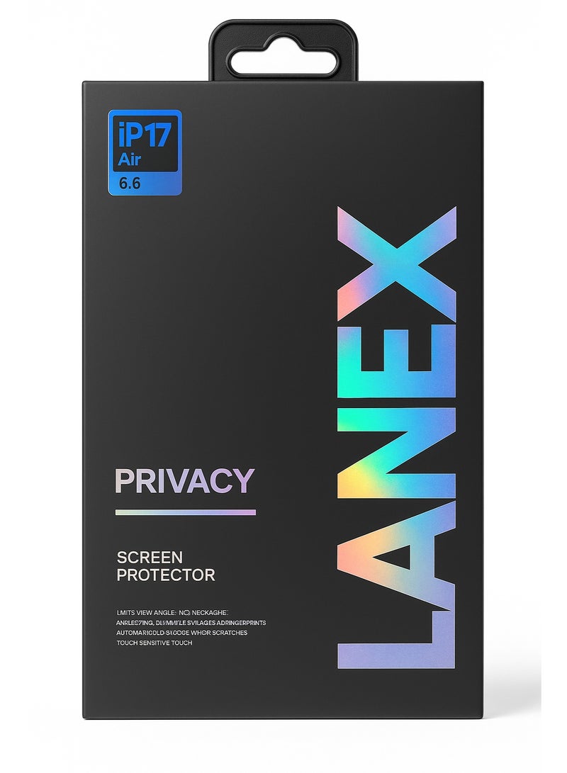 LANEX Privacy Screen Protector for iPhone 17 Air (6.6") – Full Anti-Spy Privacy & Strong Protection - Image 2
