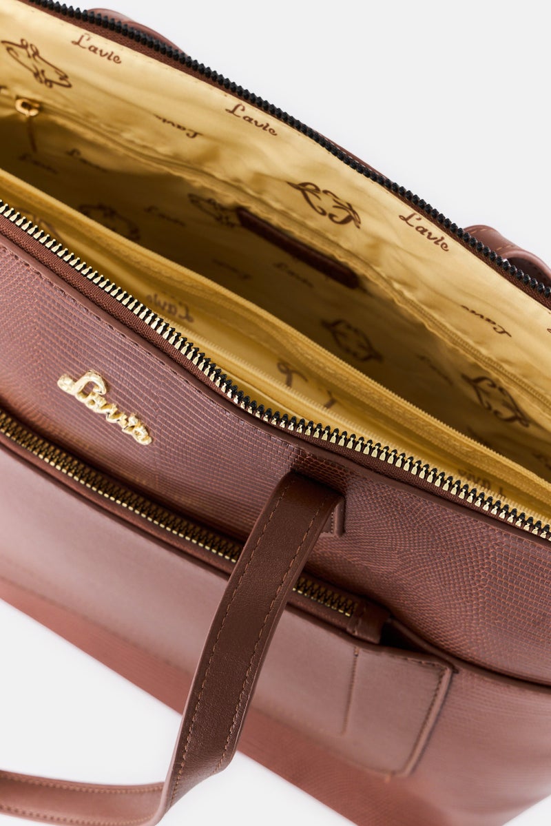 Lavie حقيبة توت نسائية بنقشة حيوانات، بني - Image 3