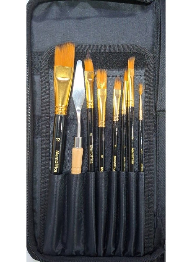 MemOffice MEM OFFICE 15-Piece Professional Paint Brush Set with Storage Case & Sponge for Acrylic Watercolor Oil Painting - Image 3