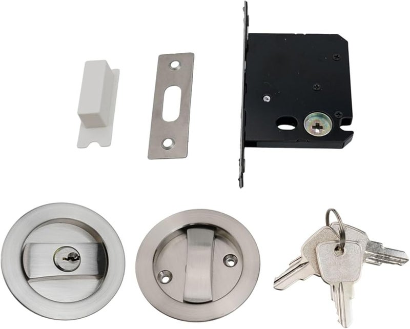 Invisible Indoor Single Side Door Lock With Key For Sliding Doors Silver - Image 2