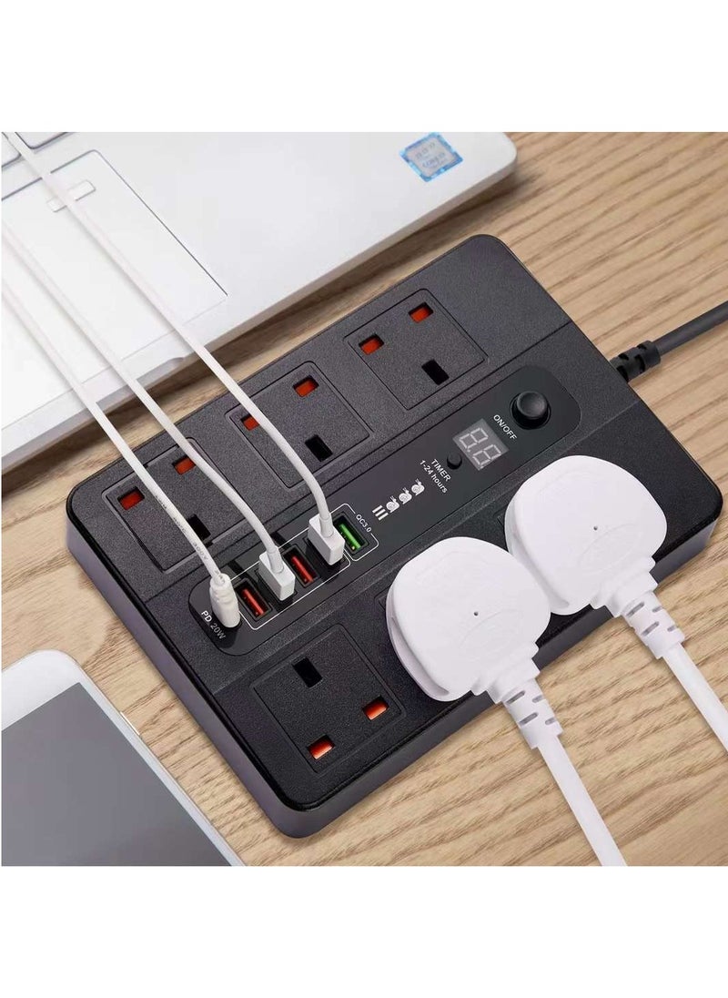 باما سلك تمديد عالمي BKL-11 مزود بـ 6 مقابس عالمية و5 منافذ USB و1 منافذ PD و2 متر متعدد الألوان  - Image 2