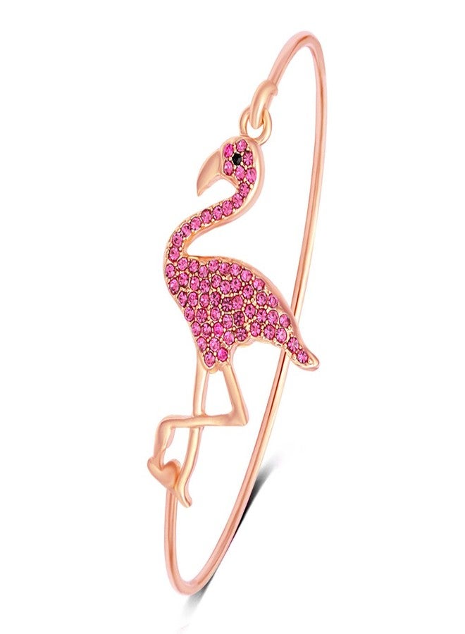 SENFAI Full Rhinestone Flamingo Can Open Bangle for Women?(Rose Gold 1) - Image 1