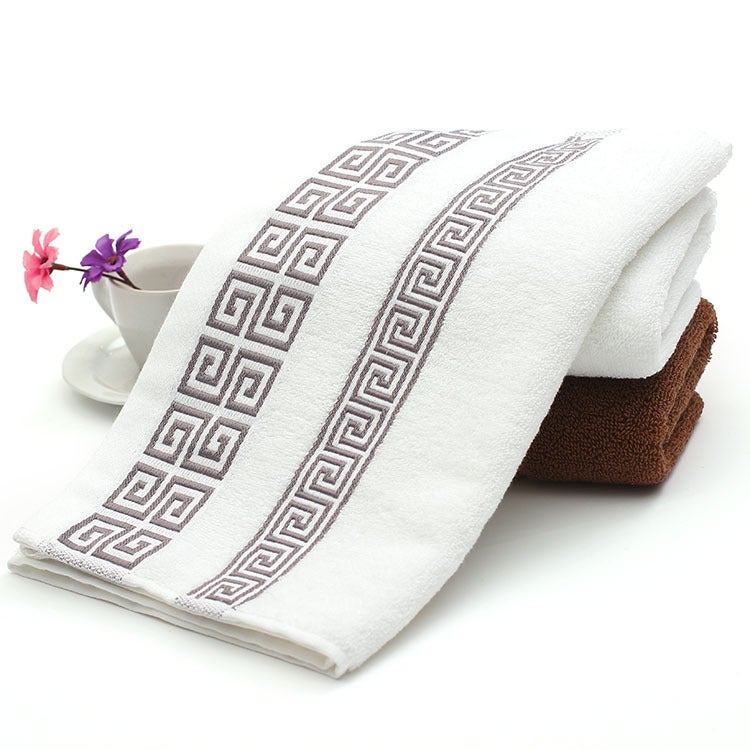 general Men's Cotton Face Towel Dark Blue Jacquard Pattern Soft Absorbent Bath Towel for Home and Travel - Image 1