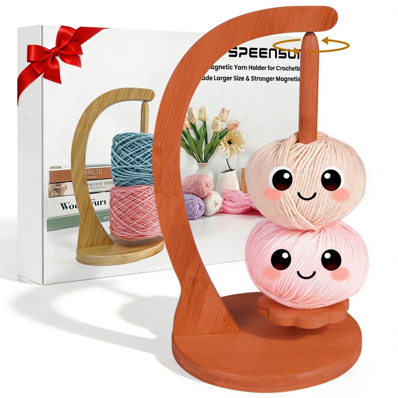 SPEENSUN Yarn Holder for Crocheting, Crochet Yarn Holder, Upgrade Larger Size & Magnetic Yarn Ball Holder for Most Yarns, Rotating Yarn Holder Hold Yarn Up to 1.1 lbs with Packaging Box - Image 1