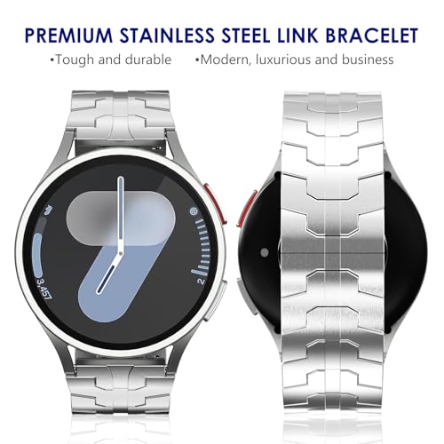 WINGLE Metal Bands for Samsung Galaxy Watch 7 6 5 4 Band Watch 6 Classic/5 Pro/4 Classic/FE Band Men 47mm 43mm 46mm 42mm 45mm 44mm 40mm, 20mm Stainless Steel Bands Galaxy Watch 3 41mm, Silver - Image 3