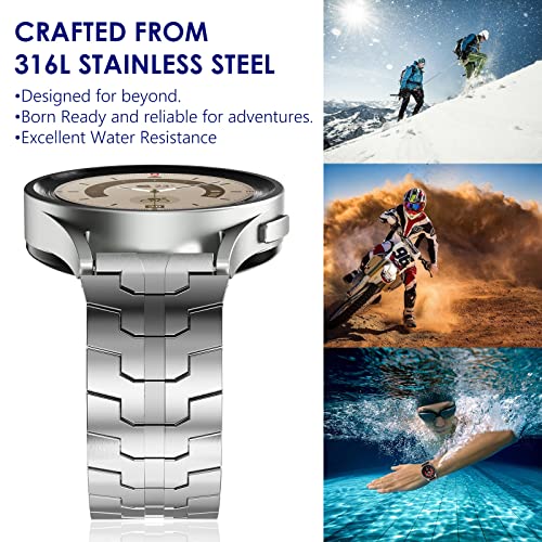 WINGLE Metal Bands for Samsung Galaxy Watch 7 6 5 4 Band Watch 6 Classic/5 Pro/4 Classic/FE Band Men 47mm 43mm 46mm 42mm 45mm 44mm 40mm, 20mm Stainless Steel Bands Galaxy Watch 3 41mm, Silver - Image 5