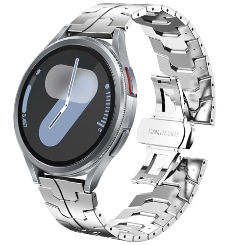 WINGLE Metal Bands for Samsung Galaxy Watch 7 6 5 4 Band Watch 6 Classic/5 Pro/4 Classic/FE Band Men 47mm 43mm 46mm 42mm 45mm 44mm 40mm, 20mm Stainless Steel Bands Galaxy Watch 3 41mm, Silver - Image 1
