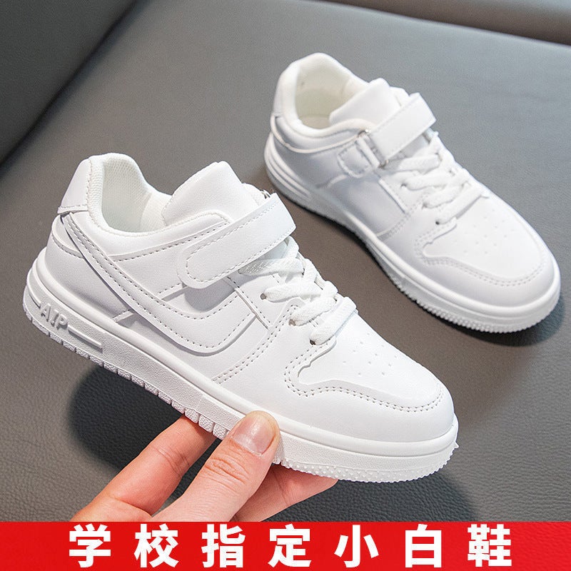 Children'S White Shoes Boys And Girls Sneakers Ins Breathable Shoes For Students All-Match Soft-Soled Sneakers - Image 1