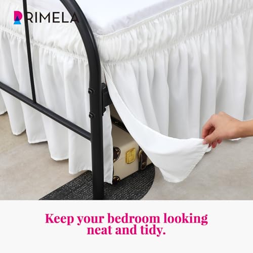 RIMELA White Bed Skirts with Split Corners Queen Size 18 Inch Drop,Elastic Bed Skirting Wrap Around, Easy Install Dust Ruffles Soft Fabric Machine Washable - Image 3
