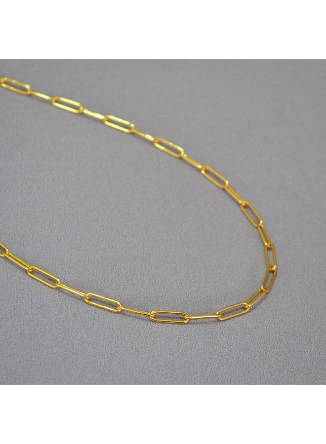 Cool Style Simple Golden Chain Fashionable Folding Belt All-match Copper Plated Real Gold Short Necklace Necklace Choker