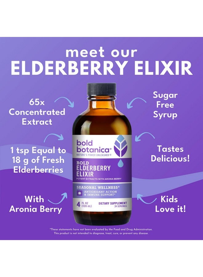 Bold Botanica Elderberry Elixir - 65x Concentrated Extract - Sugar-Free - Kid Friendly - Black Elderberry Syrup with Aronia Berry for Immune Support - 4 Fl. Oz. - Image 3