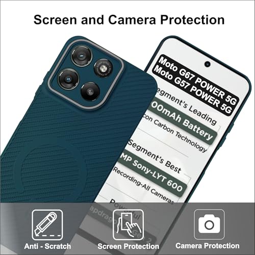 SBMS Back Cover for Motorola Moto G67 Power / G57 Power 5G Soft Matte Silicone Cover with Slim Fit | Mag-Safe Logo | Shockproof | Camera Protection Bumper Case for Moto G67 Power (Camera Ring Green) - Image 2
