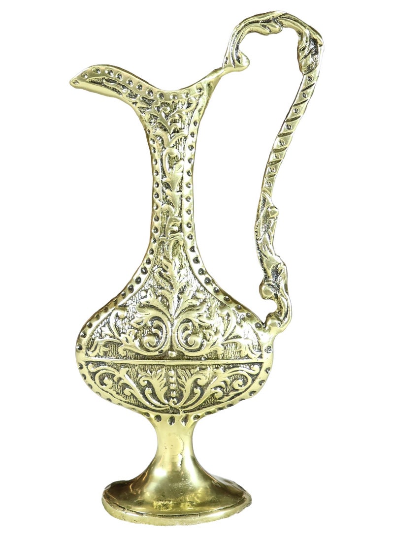 Imperial Brass Decorative Ewer Vase, Gold, 100% Solid Brass, 22 cm, Antique Style, Luxury Home Décor - Image 1