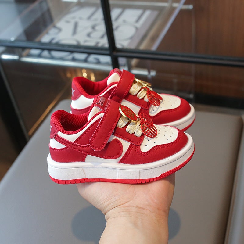 2025 New Boys And Girls Fashion Children'S Board Shoes Light Sports Korean-Style Red Happy Festive Casual Shoes - Image 4