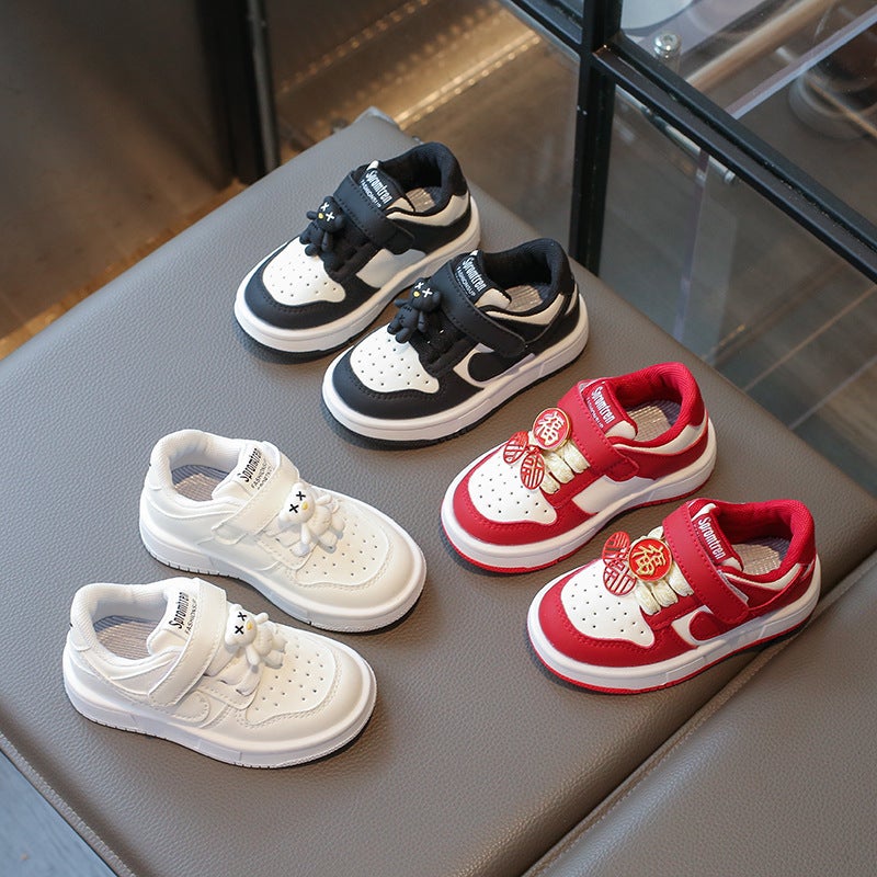 2025 New Boys And Girls Fashion Children'S Board Shoes Light Sports Korean-Style Red Happy Festive Casual Shoes - Image 2