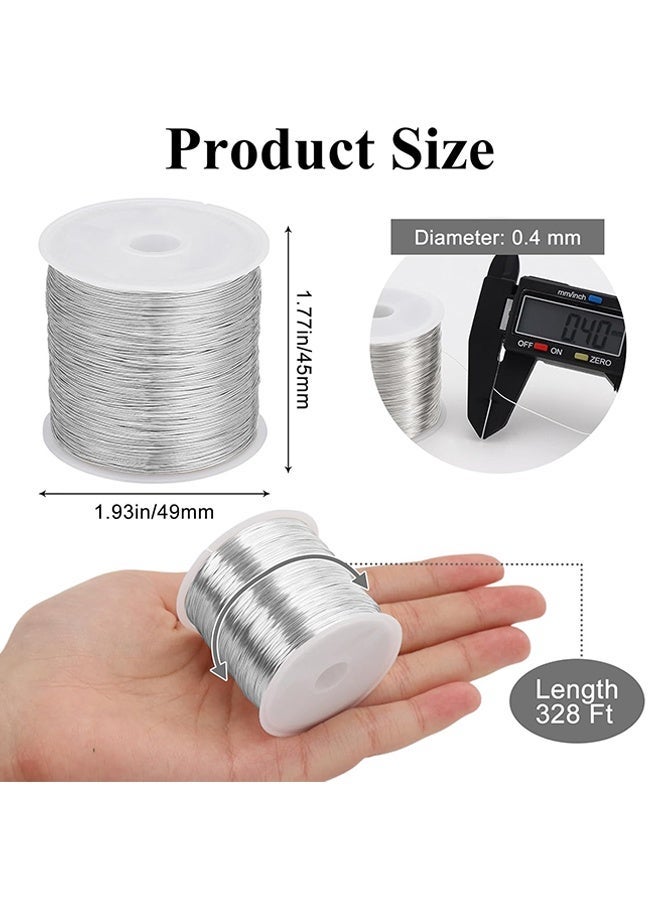 Wffo 328Ft 0.4MM Jewelry Wire, 26 Gauge Tarnish Resistant Beading Wire for Jewelry Making Supplies and Crafting, Copper Beading Wires for Bracelet Making and DIY Artwork (Silver) - Image 2
