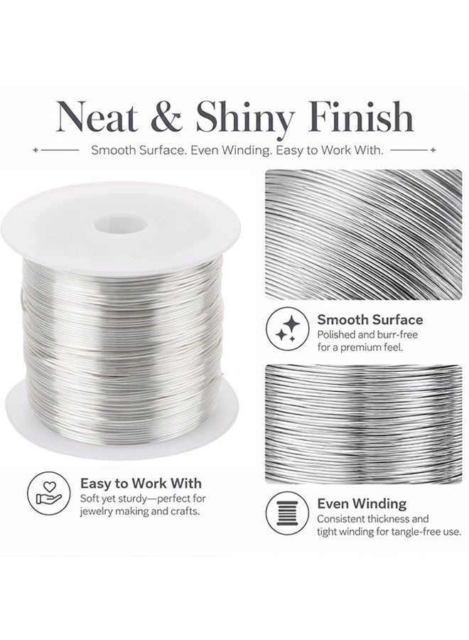 Wffo 328Ft 0.4MM Jewelry Wire, 26 Gauge Tarnish Resistant Beading Wire for Jewelry Making Supplies and Crafting, Copper Beading Wires for Bracelet Making and DIY Artwork (Silver) - Image 3
