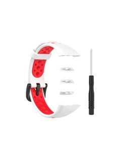 Generic Smart Watch Band for Huawei Band 6 / Honor Band 6 Breathable Sport Silicone Replacement Wrist Strap - White Red 